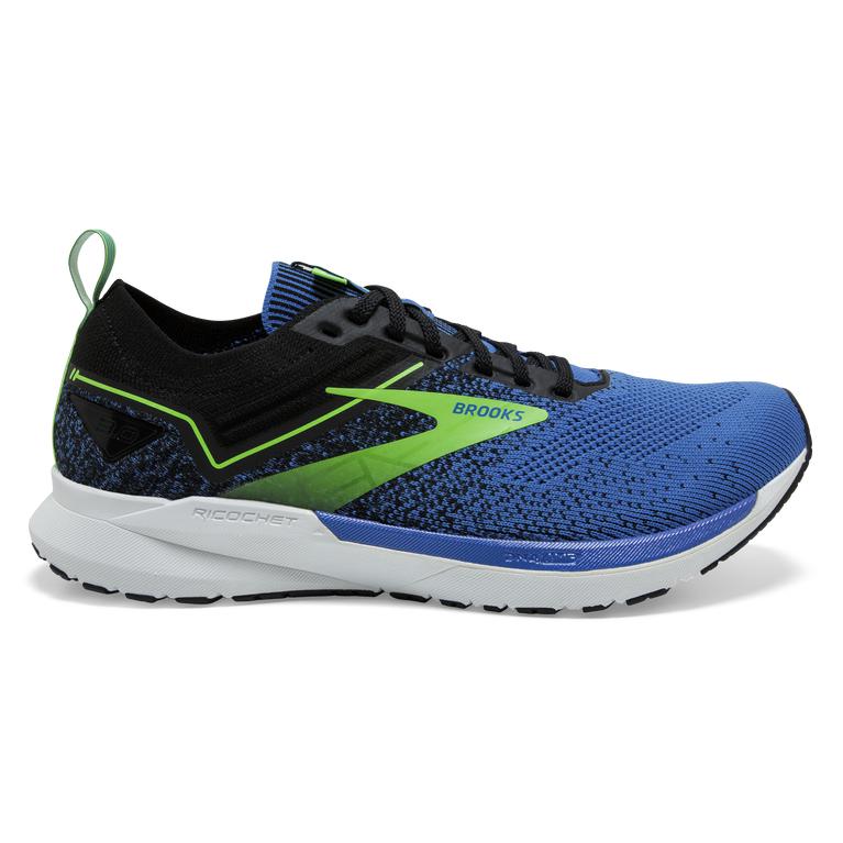 Brooks Men's Ricochet 3 Lightweight Road Running Shoes - India Ink/Blue/Green Gecko (LJYV47283)